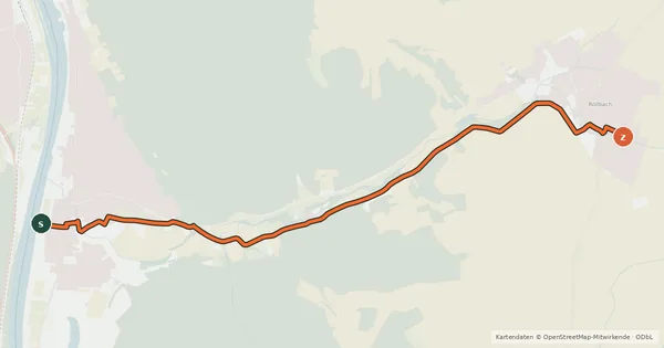 Kartenübersicht der Radroute Radweg Röllfeld-Röllbach
