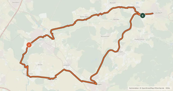 Kartenübersicht der Radroute Radweg Solmser Land