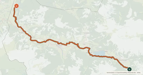 Kartenübersicht der Radroute Radweg Tannheimertal