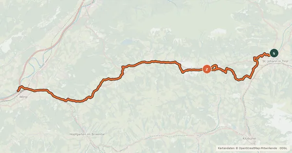 Kartenübersicht der Radroute Radweg Wilder Kaiser (Wörgl)