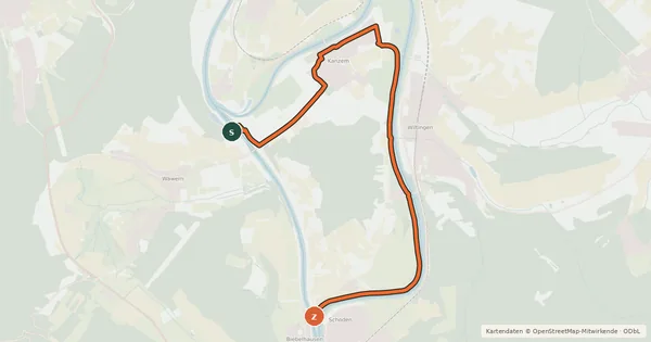 Kartenübersicht der Radroute Radweg Wiltinger Saarbogen