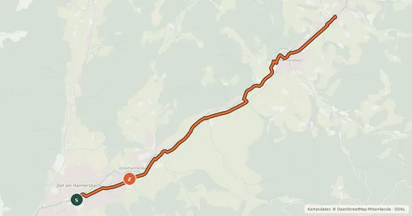 Kartenübersicht der Radroute Radweg Zell a.H.-Oberharmesbach