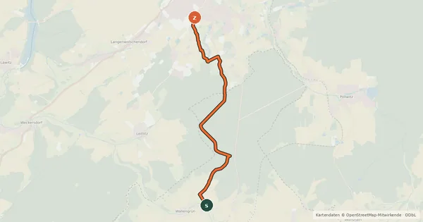 Kartenübersicht der Radroute Radweg Zeulenroda - Pausa