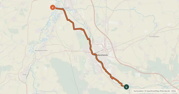 Kartenübersicht der Radroute Radweg zur Kunst 1