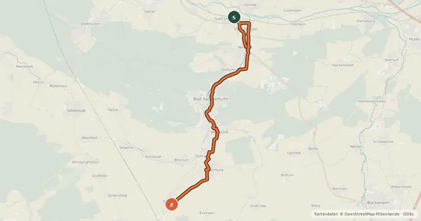 Kartenübersicht der Radroute Radweg zur Kunst 2