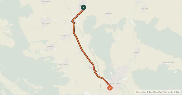 Kartenübersicht der Radroute Radweg zur Kunst 3