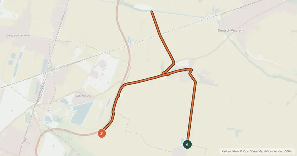 Kartenübersicht der Radroute Radweganschluss Gross-Enzersdorf/Lobau - Marchfeldkanal Radweg