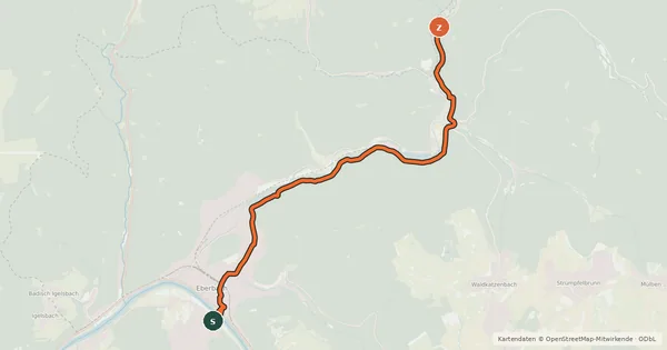 Kartenübersicht der Radroute Radwegenetz Eberbach