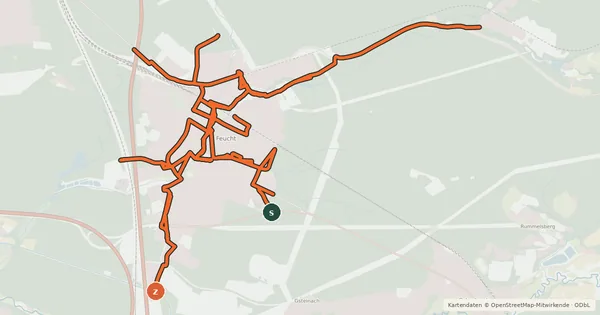 Kartenübersicht der Radroute Radwegenetz Feucht