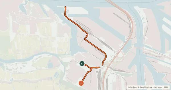 Kartenübersicht der Radroute Radwegenetz Hamburger Hafen