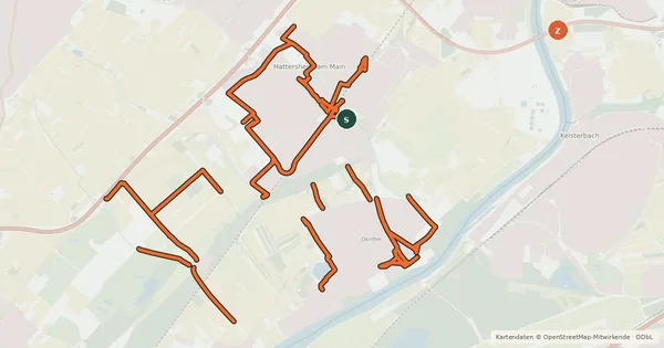 Kartenübersicht der Radroute Radwegenetz Hattersheim