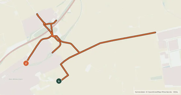 Kartenübersicht der Radroute Radwegenetz Klein-Winternheim