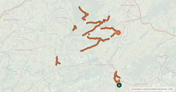 Kartenübersicht der Radroute Radwegenetz Kreis Oberallgäu