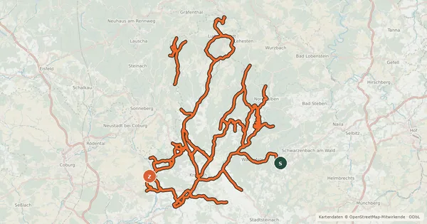 Kartenübersicht der Radroute Radwegenetz Landkreis Kronach