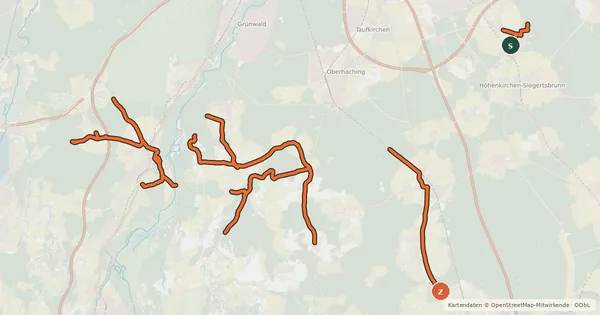 Kartenübersicht der Radroute Radwegenetz Landkreis München