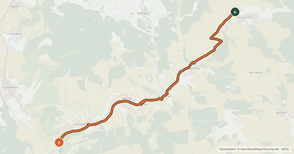 Kartenübersicht der Radroute Radwegnetz Main-Spessart