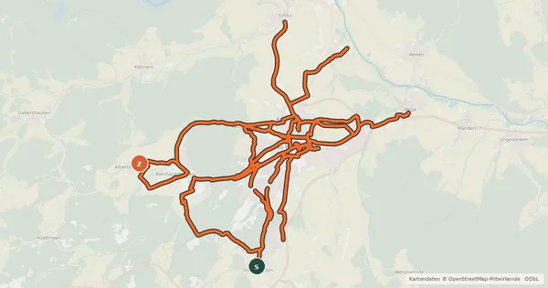 Kartenübersicht der Radroute Radwegweisungsnetz Stadt Bad Wildungen