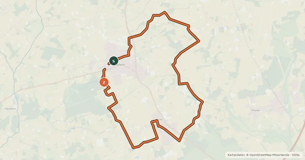 Kartenübersicht der Radroute Raesfeld - Radroute F4