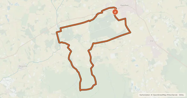 Kartenübersicht der Radroute Raesfeld - Radroute F7
