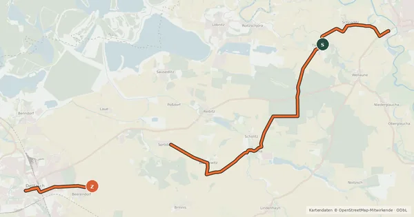 Kartenübersicht der Radroute Raiffeisen-Radwanderweg
