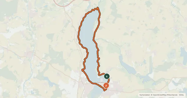 Kartenübersicht der Radroute Ratzeburger Seenradtour