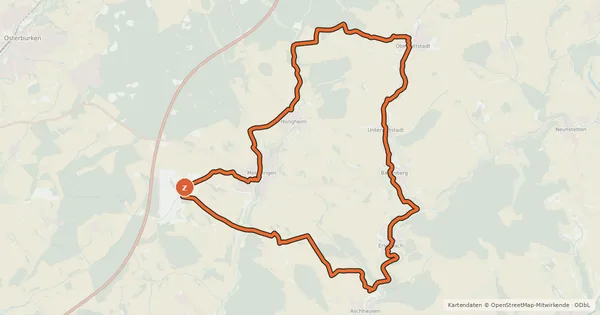 Kartenübersicht der Radroute Ravenstein-Rad-Rundweg