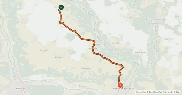 Kartenübersicht der Radroute Redverkehrsnetz des Landkreises Neumarkt i.d.OPf.