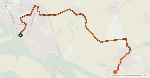 Kartenübersicht der Radroute RegioGrün Nebenroute Nordwest