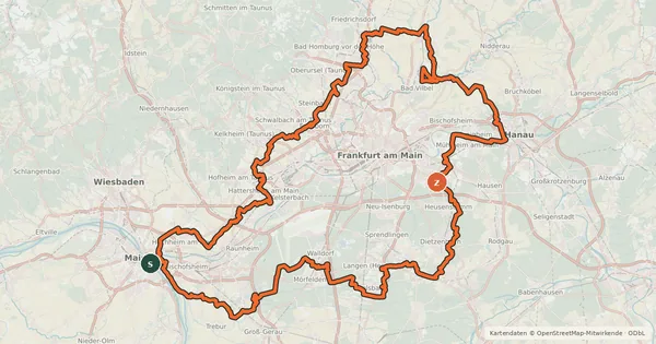 Kartenübersicht der Radroute Regionalpark-Rundroute