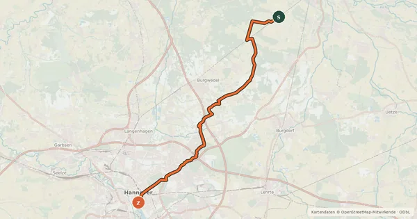 Kartenübersicht der Radroute Regionsroute 10