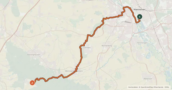 Kartenübersicht der Radroute Regionsroute 3