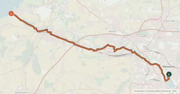 Kartenübersicht der Radroute Regionsroute 6