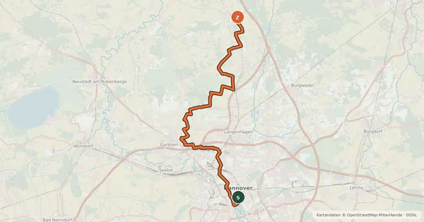 Kartenübersicht der Radroute Regionsroute 8
