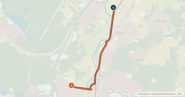 Kartenübersicht der Radroute Regnitztal-Radweg Talweg Ostroute