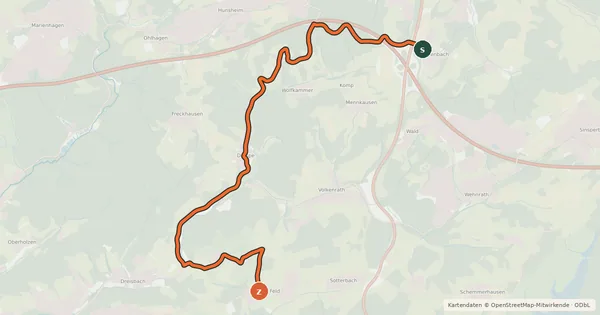 Kartenübersicht der Radroute Reichshof (24) - Reichshof (31)