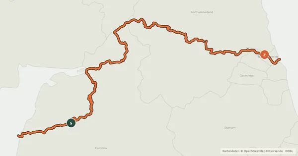 Kartenübersicht der Radroute Reivers' Route