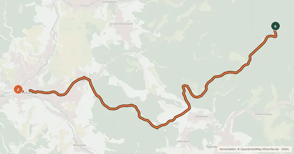Kartenübersicht der Radroute Rennsteig-Werra-Radweg