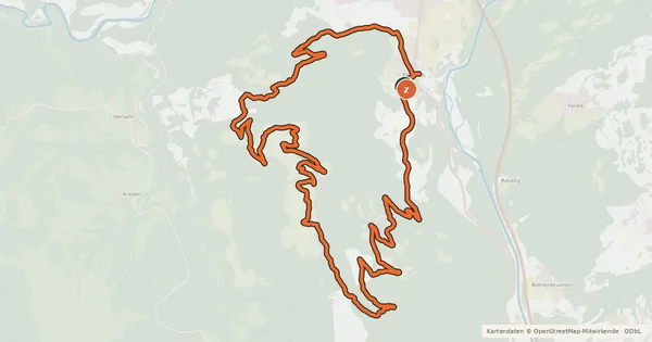 Kartenübersicht der Radroute Rhäzünser Alp Sura