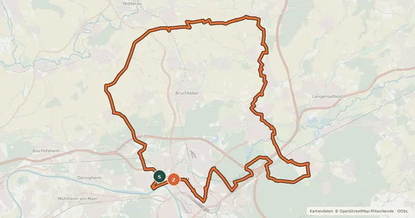 Kartenübersicht der Radroute Rhein-Main-Vergnügen Route 12