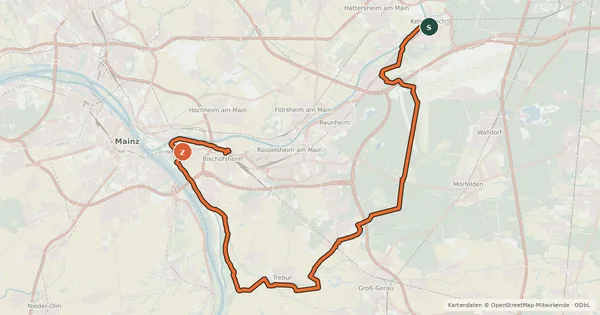 Kartenübersicht der Radroute Rhein-Main-Vergnügen Route 3