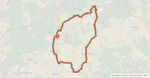Kartenübersicht der Radroute Rhein-Main-Vergnügen Route 5