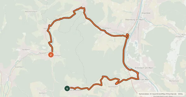 Kartenübersicht der Radroute Rhein-Main-Vergnügen Route 7 Langvariante Main