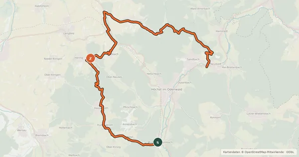 Kartenübersicht der Radroute Rhein-Main-Vergnügen Route 7a