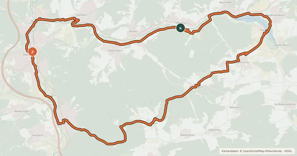 Kartenübersicht der Radroute Rhein-Main-Vergnügen Route 8