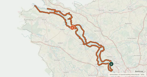 Kartenübersicht der Radroute Rhein-Radweg [Niederrhein]