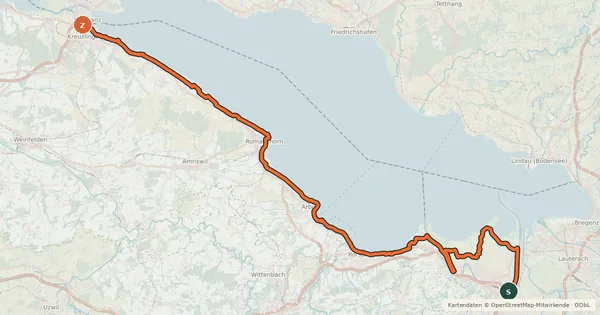 Kartenübersicht der Radroute Rhein-Route