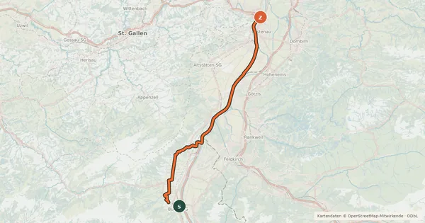 Kartenübersicht der Radroute Rhein-Route