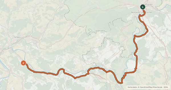 Kartenübersicht der Radroute Rhein-Route