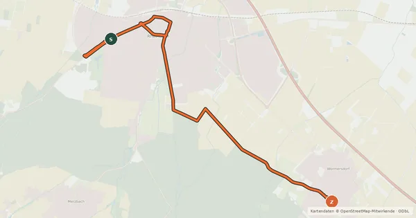 Kartenübersicht der Radroute Rheinbach (88) - Rheinbach Wormersdorf (89)