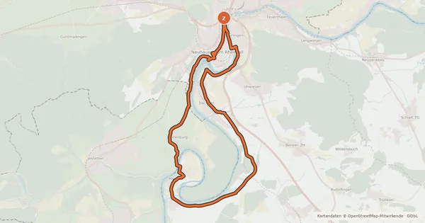 Kartenübersicht der Radroute Rheinfall-Route